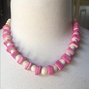 Pink and Cream Beaded Necklace